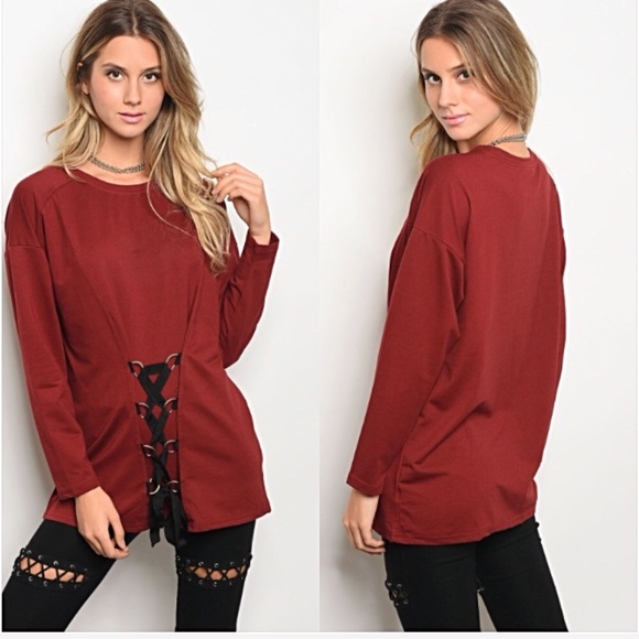 📍SALE Corset Lace Up Relaxed Tunic Top SML - Picture 2 of 5